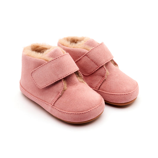 Old Soles 0044R Shloofy baby leather shoe in Kiss Suede with soft sole detail