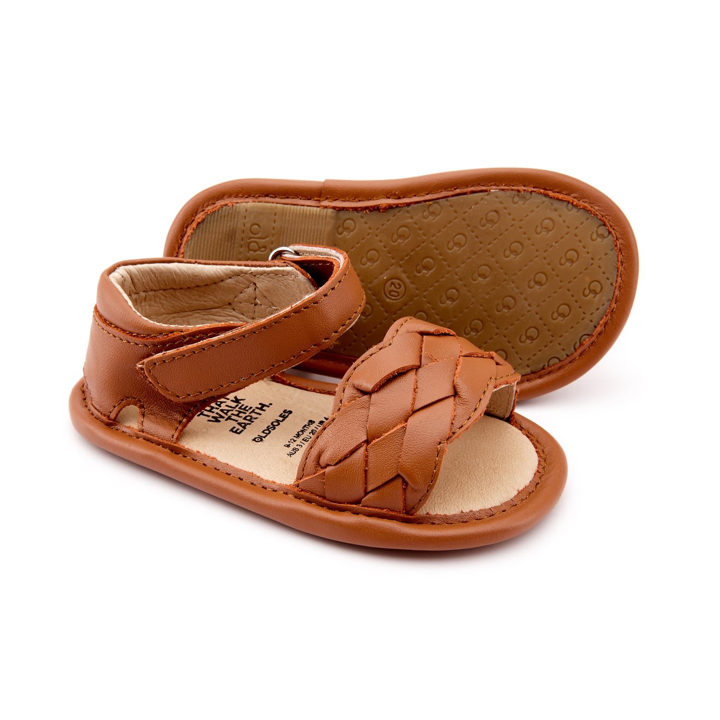 Old Soles 0047 Platted -Bub baby leather shoe in Tan with classic detail