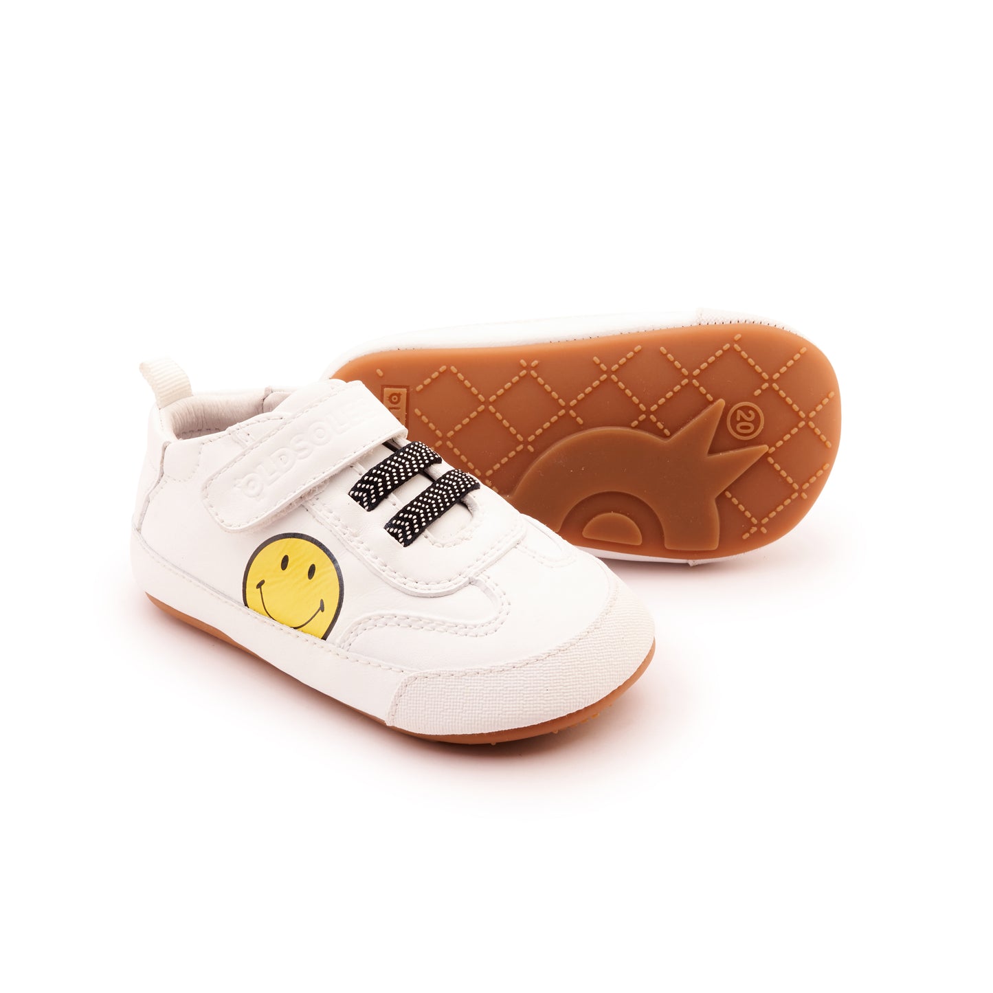 Old Soles 0077RT Bub Face baby leather shoe in Snow and Yellow with classic detail