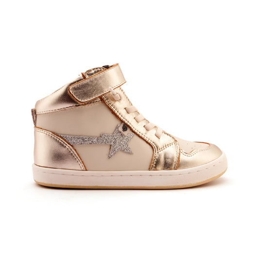Old Soles 1007 Team-Star kids leather shoe in Sporco Gold and Glam Argent