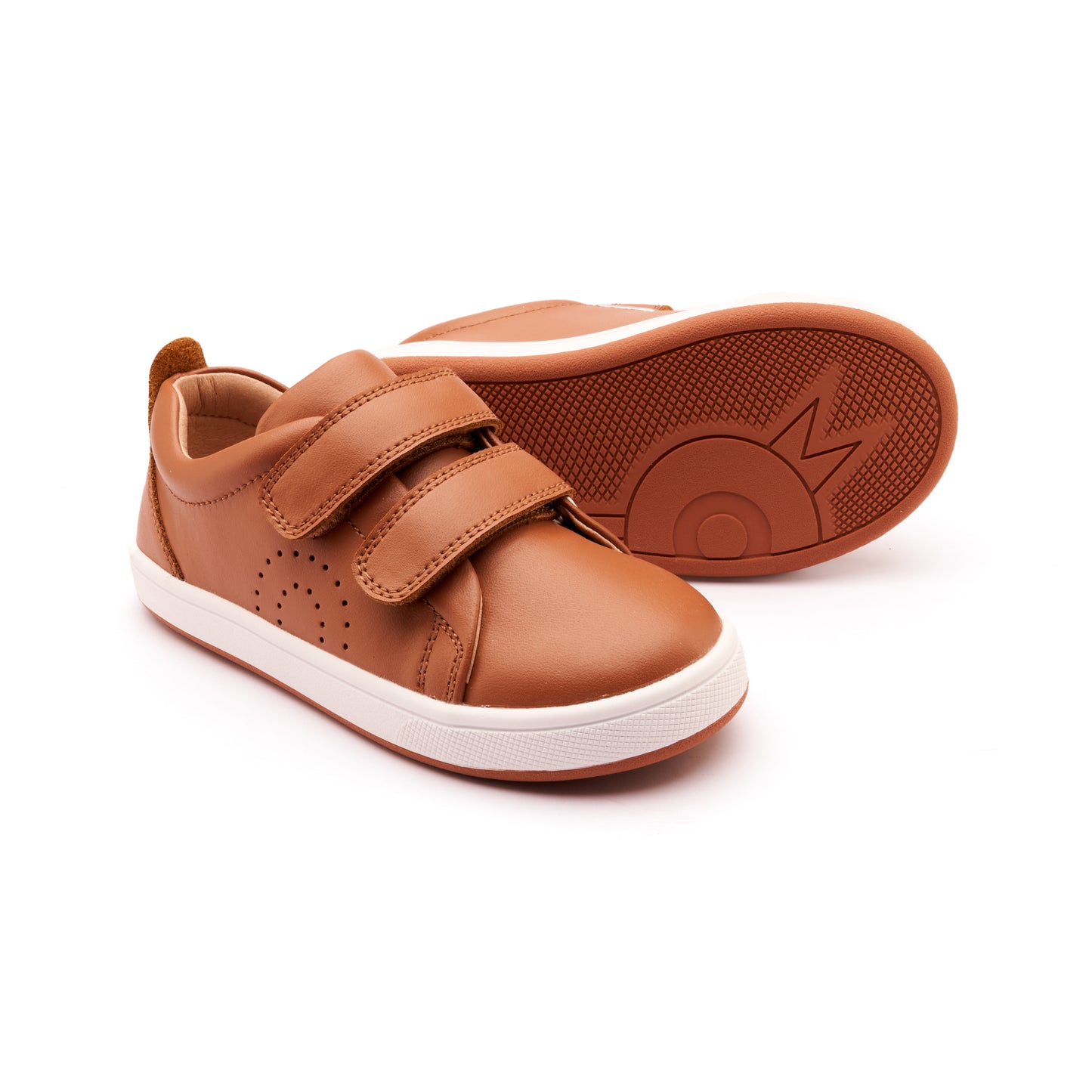 Old Soles 1021 Big Tot kids leather shoe in Tan with velcro strap detail