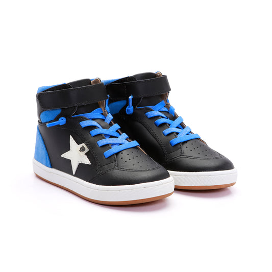 Old Soles 1080 Starling New kids leather sneaker in Black and Malibu Suede with star detail