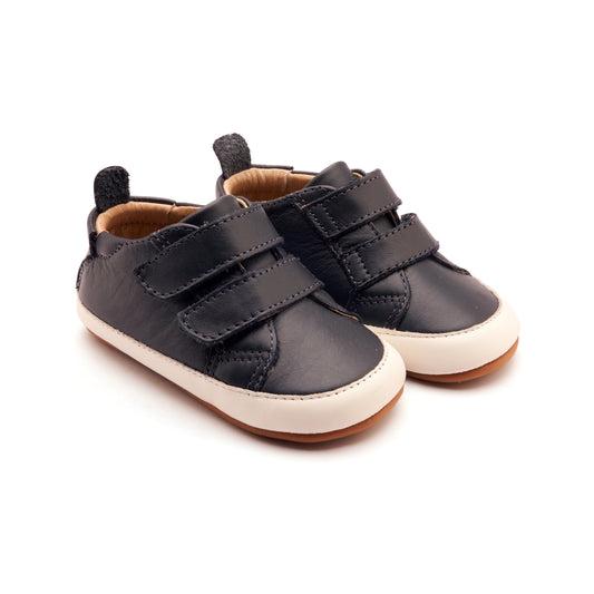 Old Soles 113R Bambini Markert baby leather shoe in Navy and White with classic detail