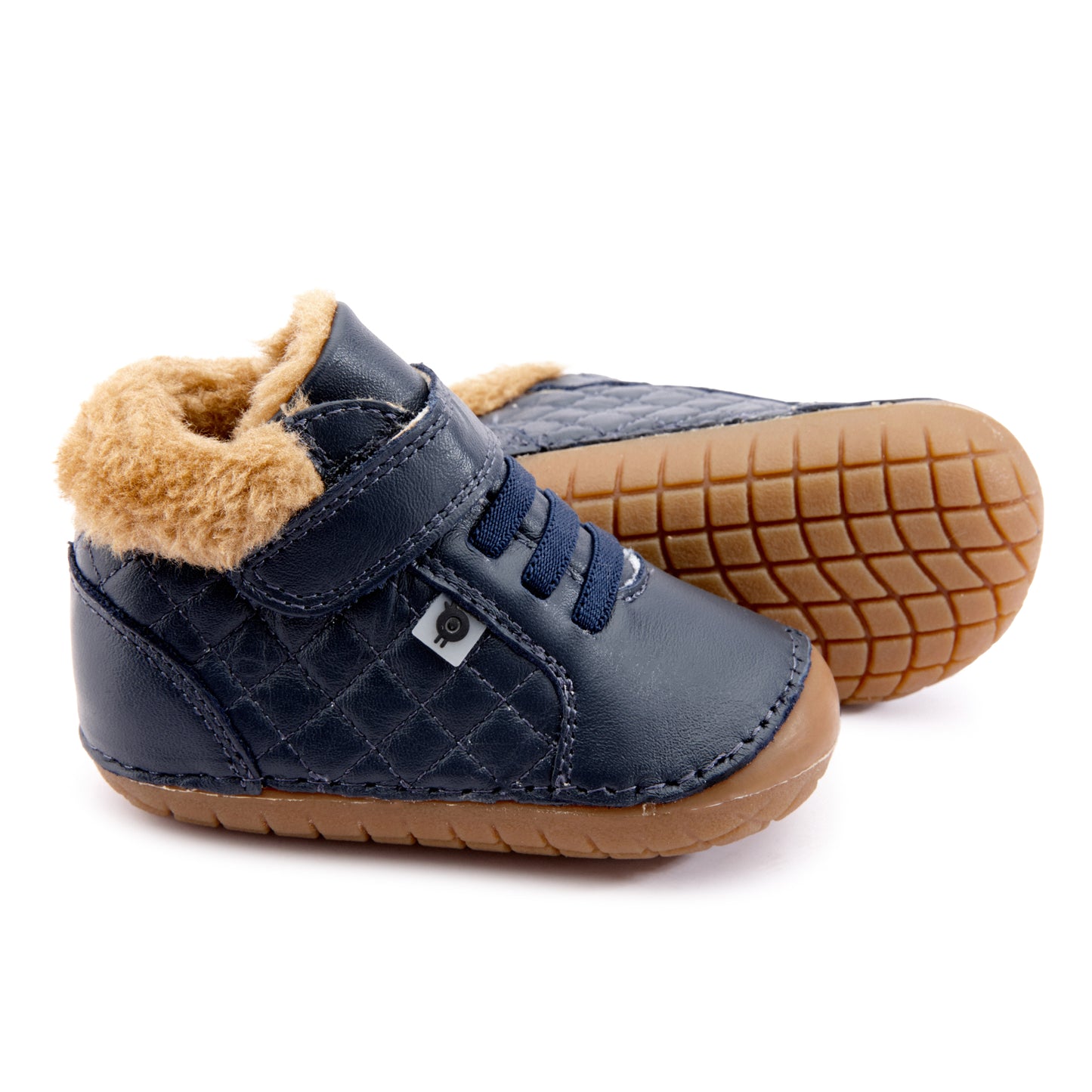 Old Soles 4070 Flake Quilt kids leather shoe in Navy with classic detail