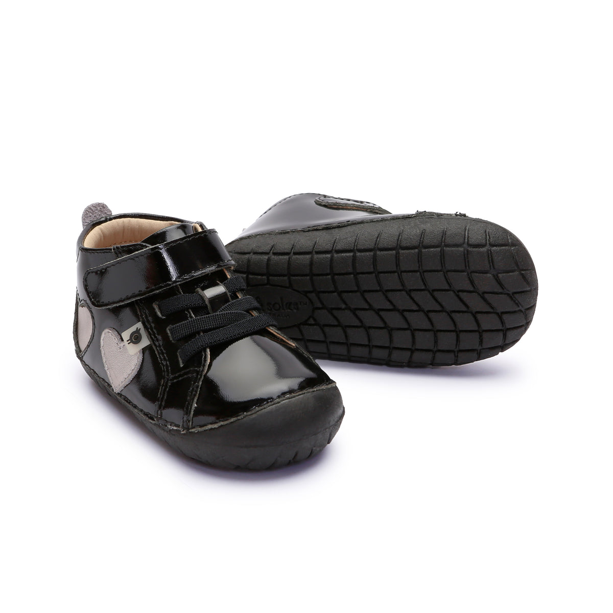 Old Soles 4097 Harper Pave kids leather shoe in Black Patent and Millet Gold with pave detail