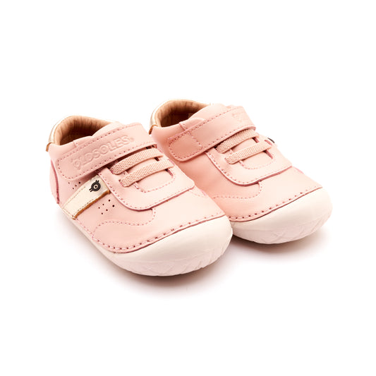 Old Soles 4100 Roady Pave kids leather shoe in Powder Pink Gold and White Sole