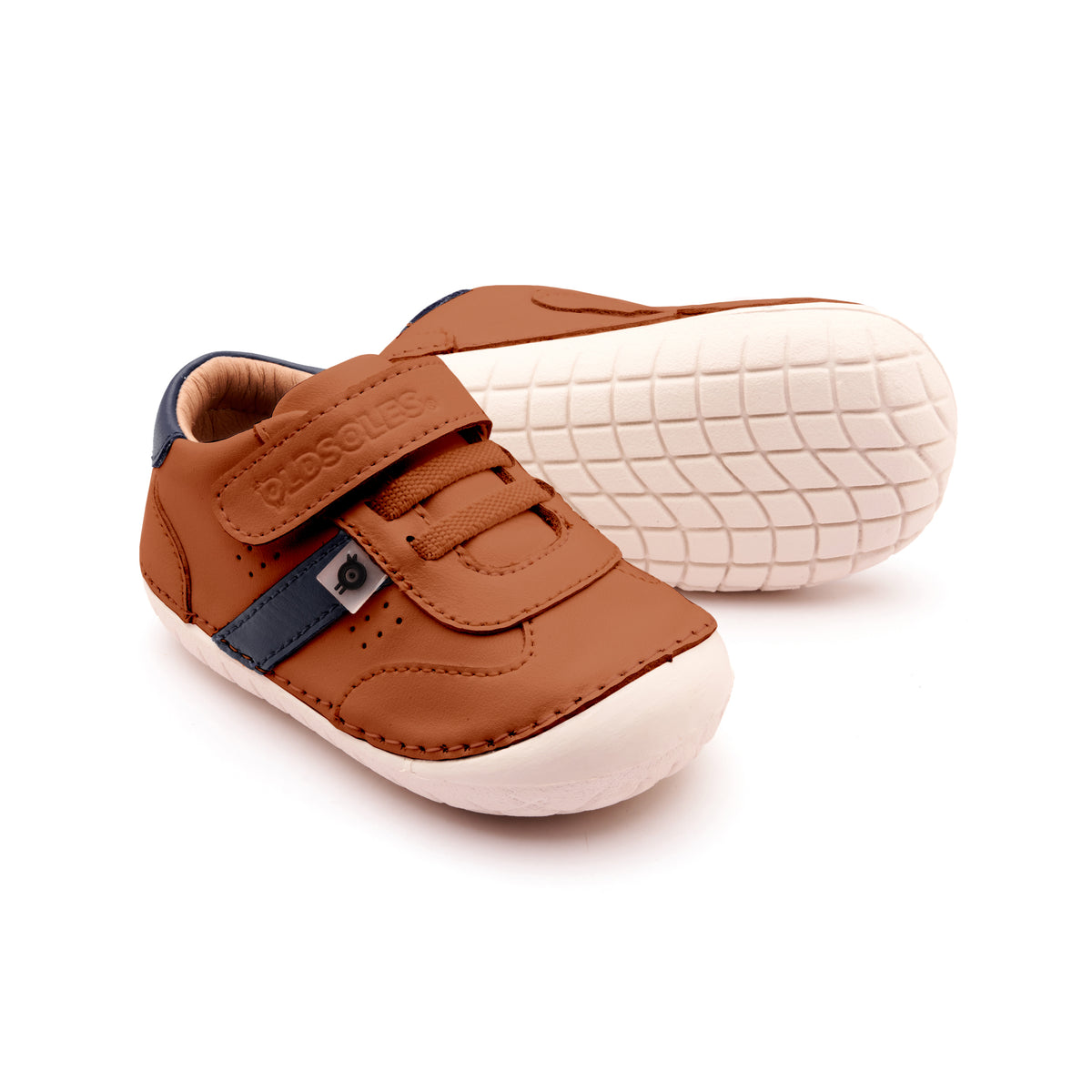 Old Soles 4100 Roady Pave kids leather shoe in Tan and Navy