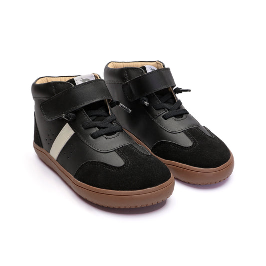 Old Soles 6504 High Stylin kids leather sneaker in Black and White with classic detail