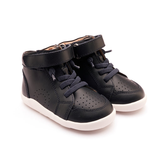 Old Soles 8069 High Little Tot kids leather shoe in Marino with velcro strap detail