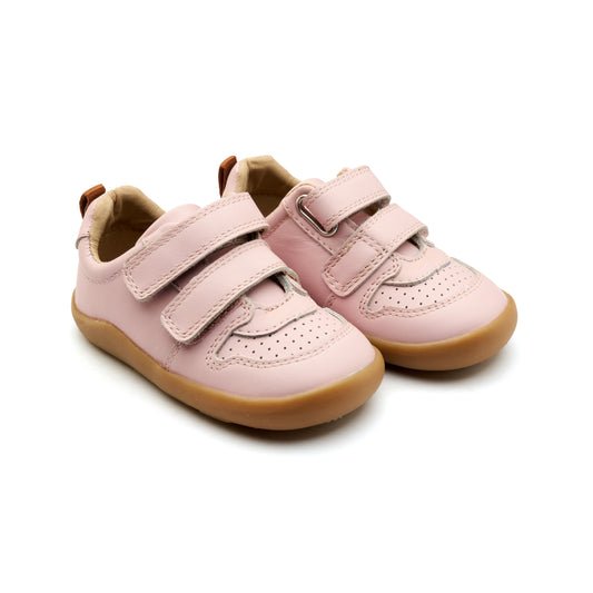 Old Soles 8102 7-Days Ground kids leather shoe in Chalk Pink with rubber sole detail