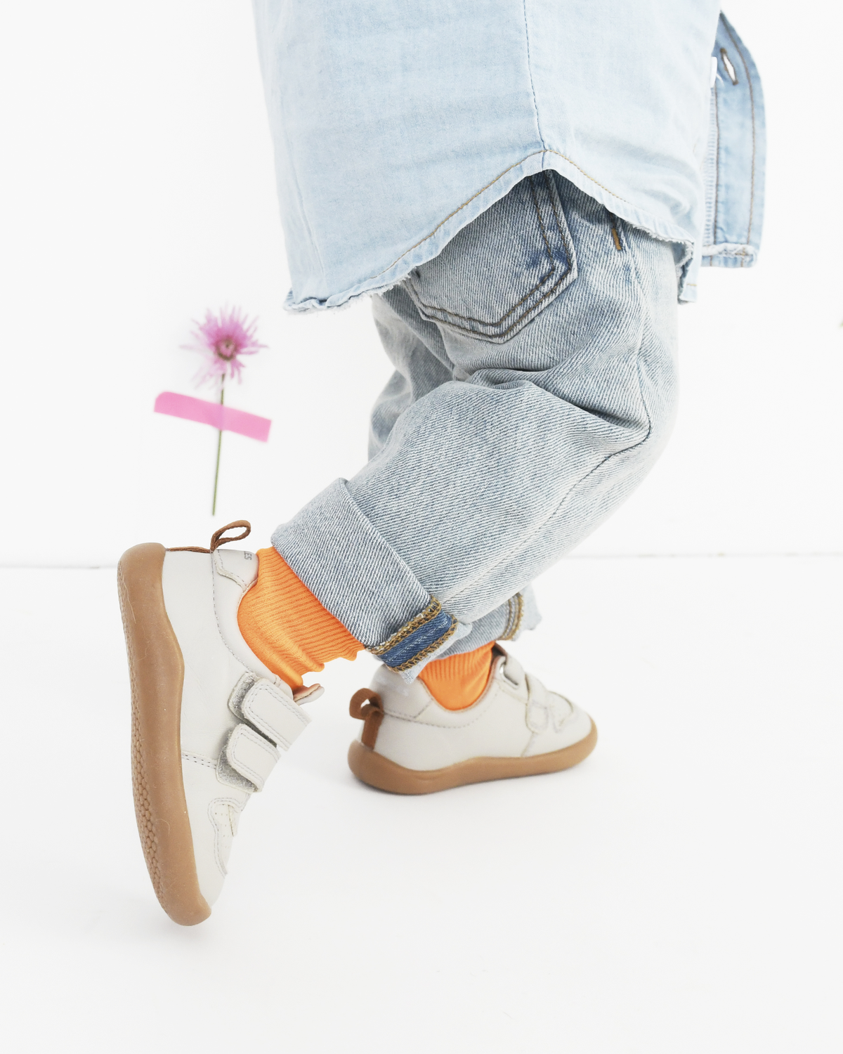 Old Soles 8102 7-Days Ground kids leather shoe in Gris with rubber sole detail