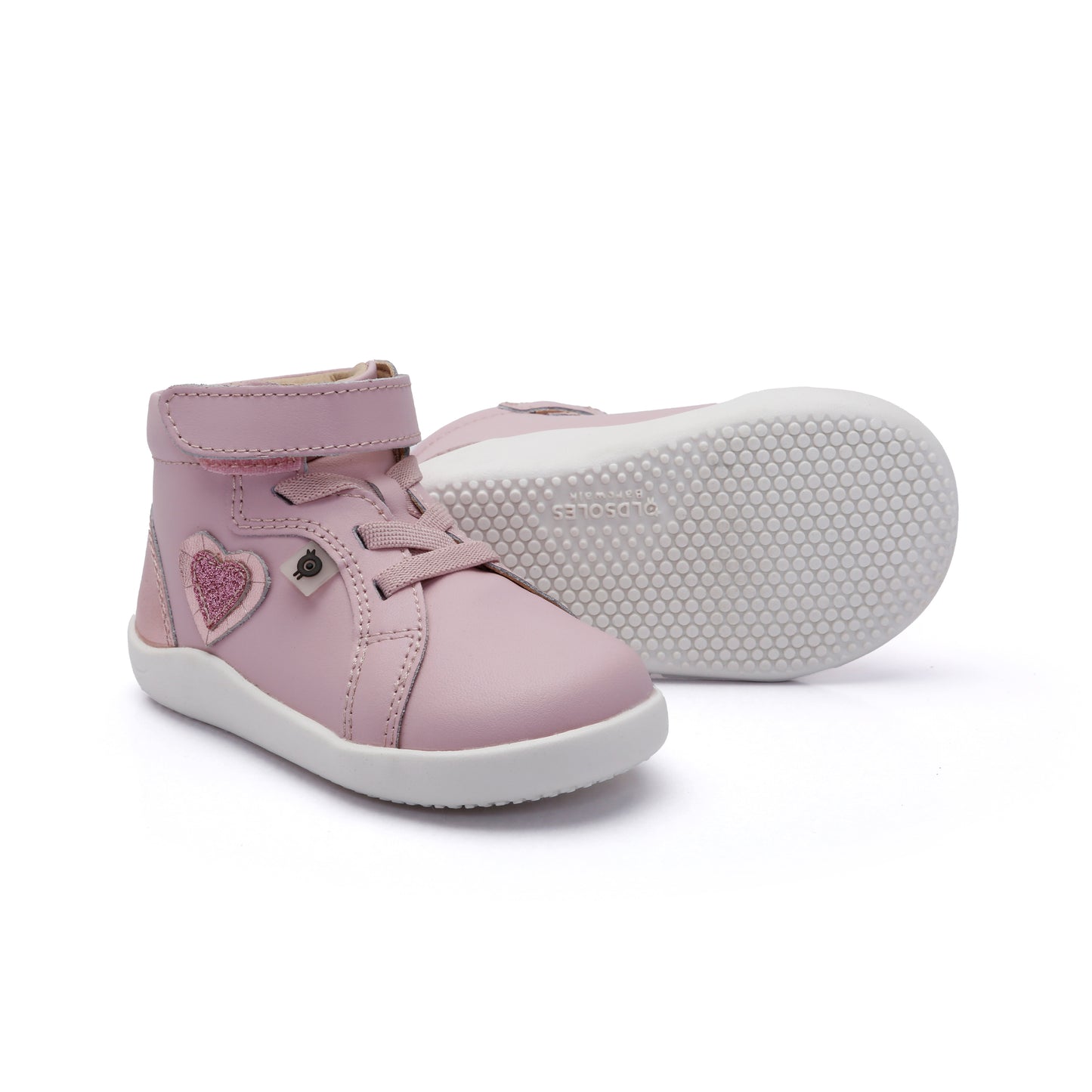 Old Soles 8111 Ruffle Heart kids leather flat in Chalk Pink and Pink Frost and Glam Pink with ruffle detail
