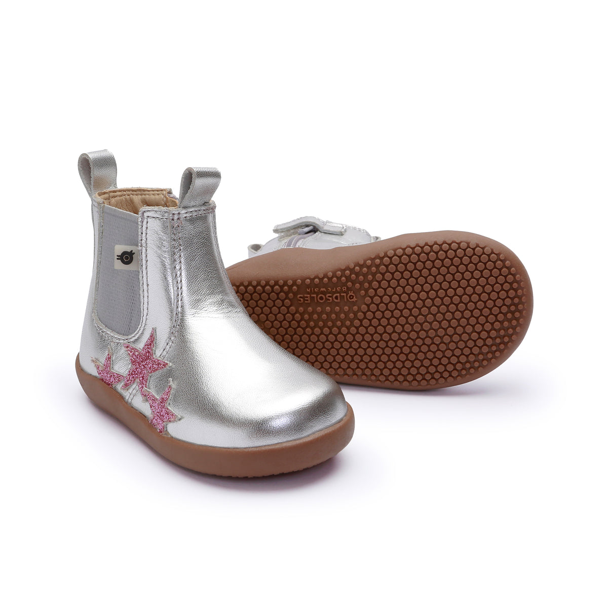 Old Soles 8125 Podium Boot kids leather boot in Silver and Glam Pink with classic detail