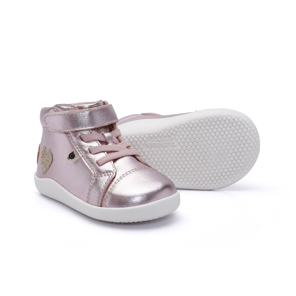 Old Soles 8126 Love Ground kids leather sneaker in Millet Pink with classic detail