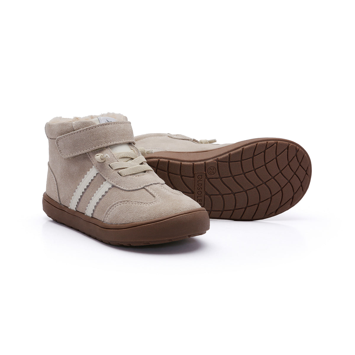 Old Soles 9021 Ace Jump kids leather sneaker in Sand Suede and Sporco with classic detail
