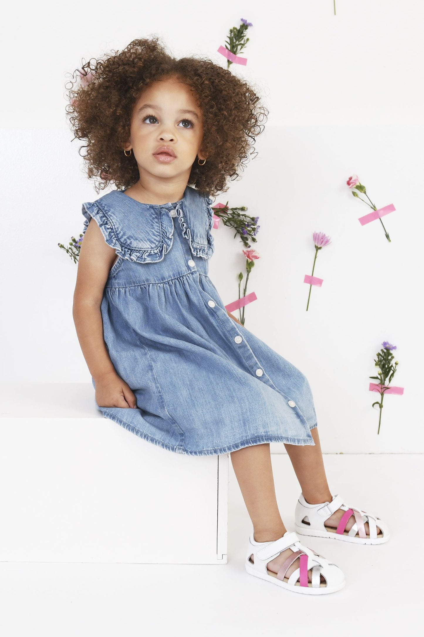 Old Soles 9504 Open Air kids leather shoe in Snow, Pink Frost, Snow, Candy, and Silver with open toe detail