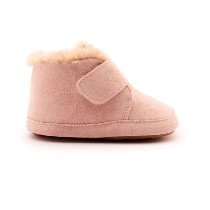 Old Soles 0044R Shloofy baby leather shoe in Powder Pink Suede with soft sole detail