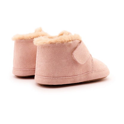 Old Soles 0044R Shloofy baby leather shoe in Powder Pink Suede with soft sole detail