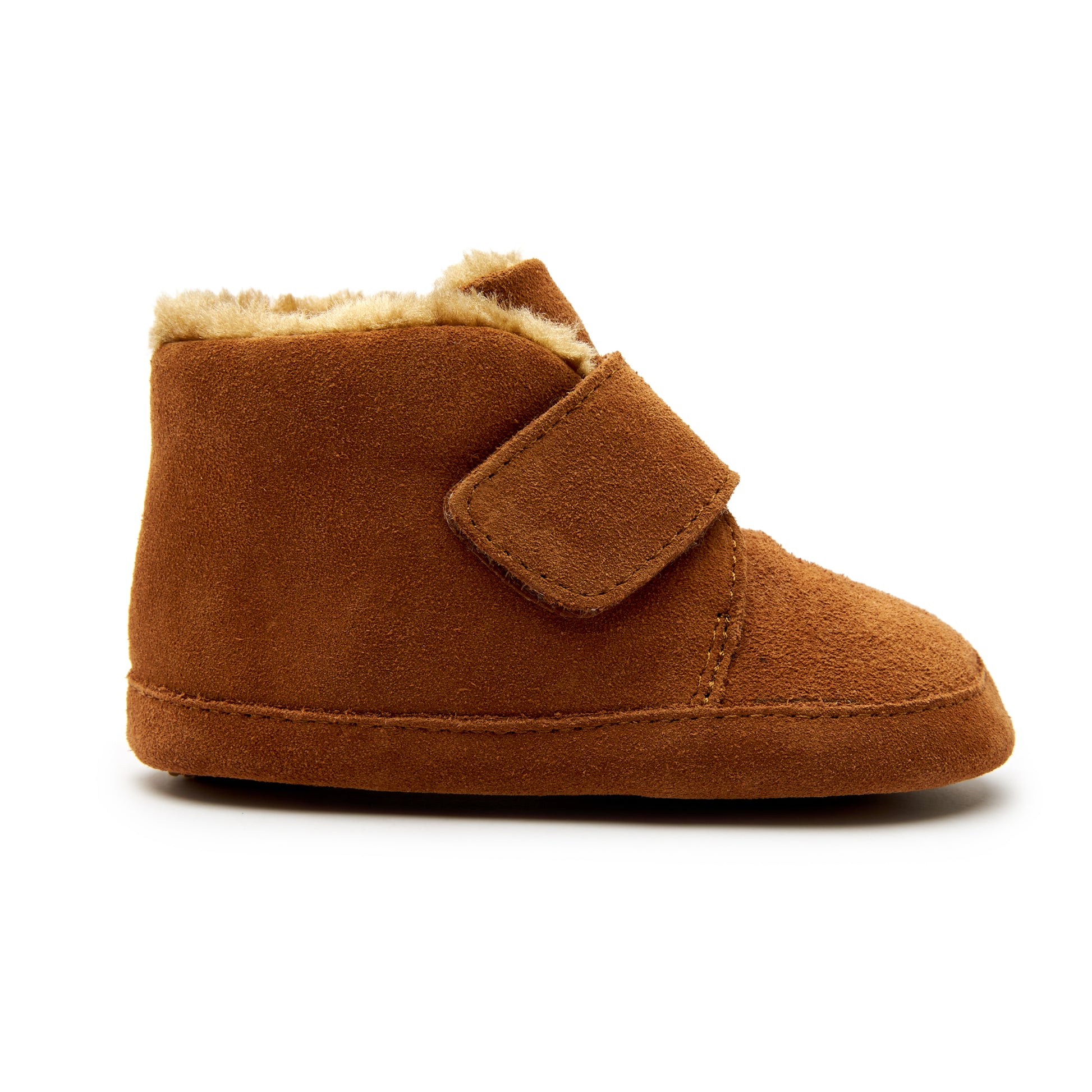 Old Soles 0044R Shloofy baby leather shoe in Natural Suede with soft sole detail