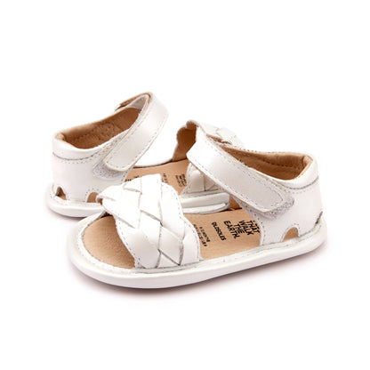 Old Soles 0047 Platted -Bub baby leather shoe in Nacardo Blanco with classic detail