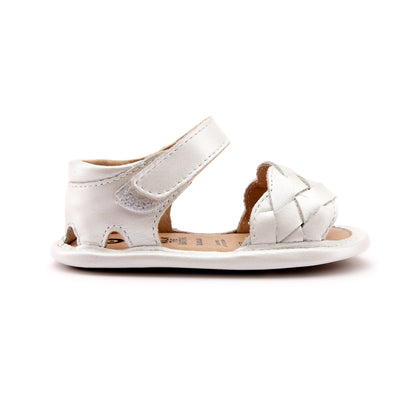 Old Soles 0047 Platted -Bub baby leather shoe in Nacardo Blanco with classic detail