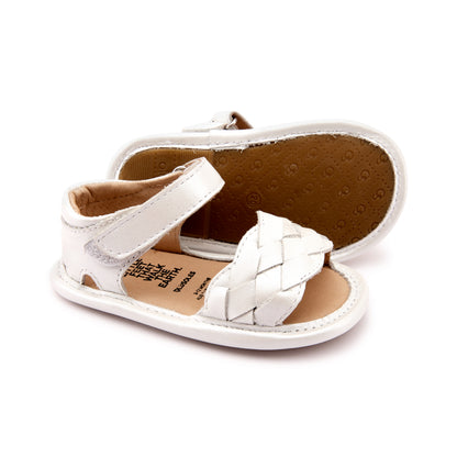 Old Soles 0047 Platted -Bub baby leather shoe in Nacardo Blanco with classic detail