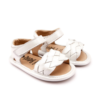 Old Soles 0047 Platted -Bub baby leather shoe in Nacardo Blanco with classic detail
