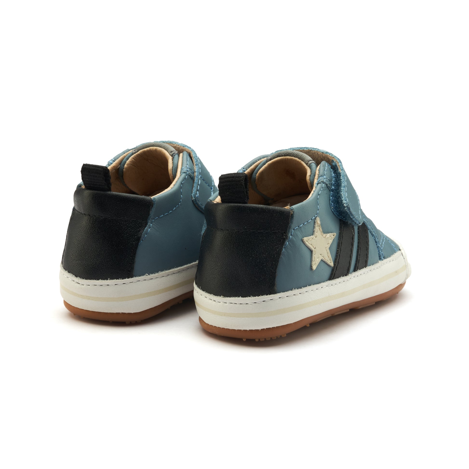 Old Soles 0098RT Wos Baby baby leather shoe in Indigo, Black, and White with sporty detail