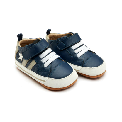 Old Soles 0098RT Wos Baby baby leather shoe in Denim, Gris, and Snow with sporty detail