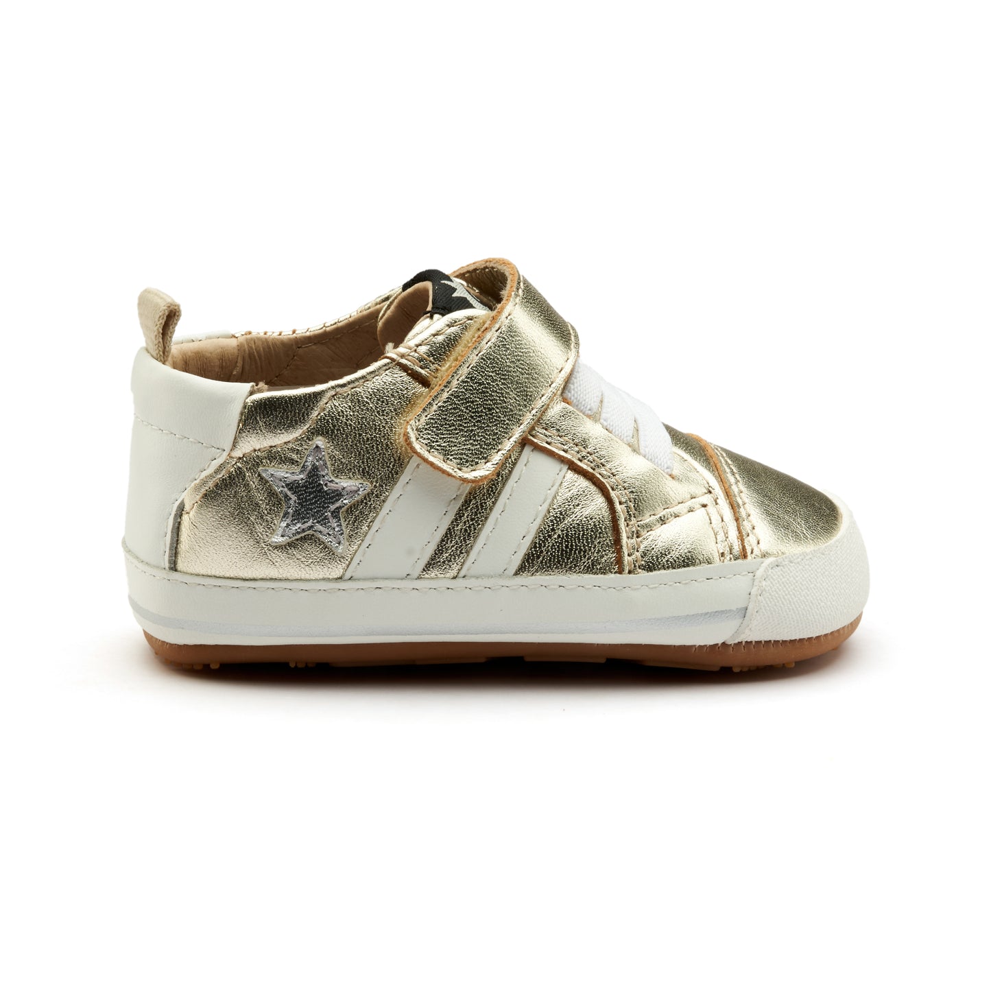 Old Soles 0098RT Wos Baby baby leather shoe in Silver with sporty detail