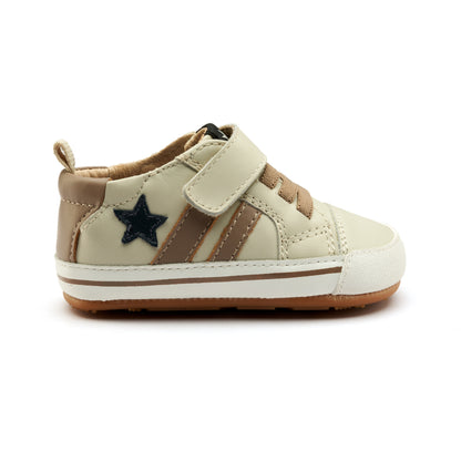 Old Soles 0098RT Wos Baby baby leather shoe in Sporco, Taupe, and Navy with sporty detail