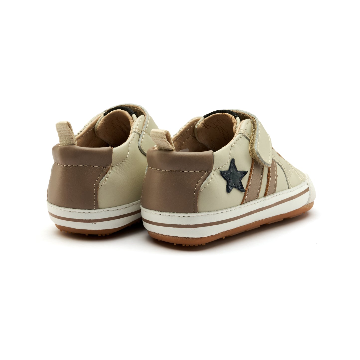 Old Soles 0098RT Wos Baby baby leather shoe in Sporco, Taupe, and Navy with sporty detail