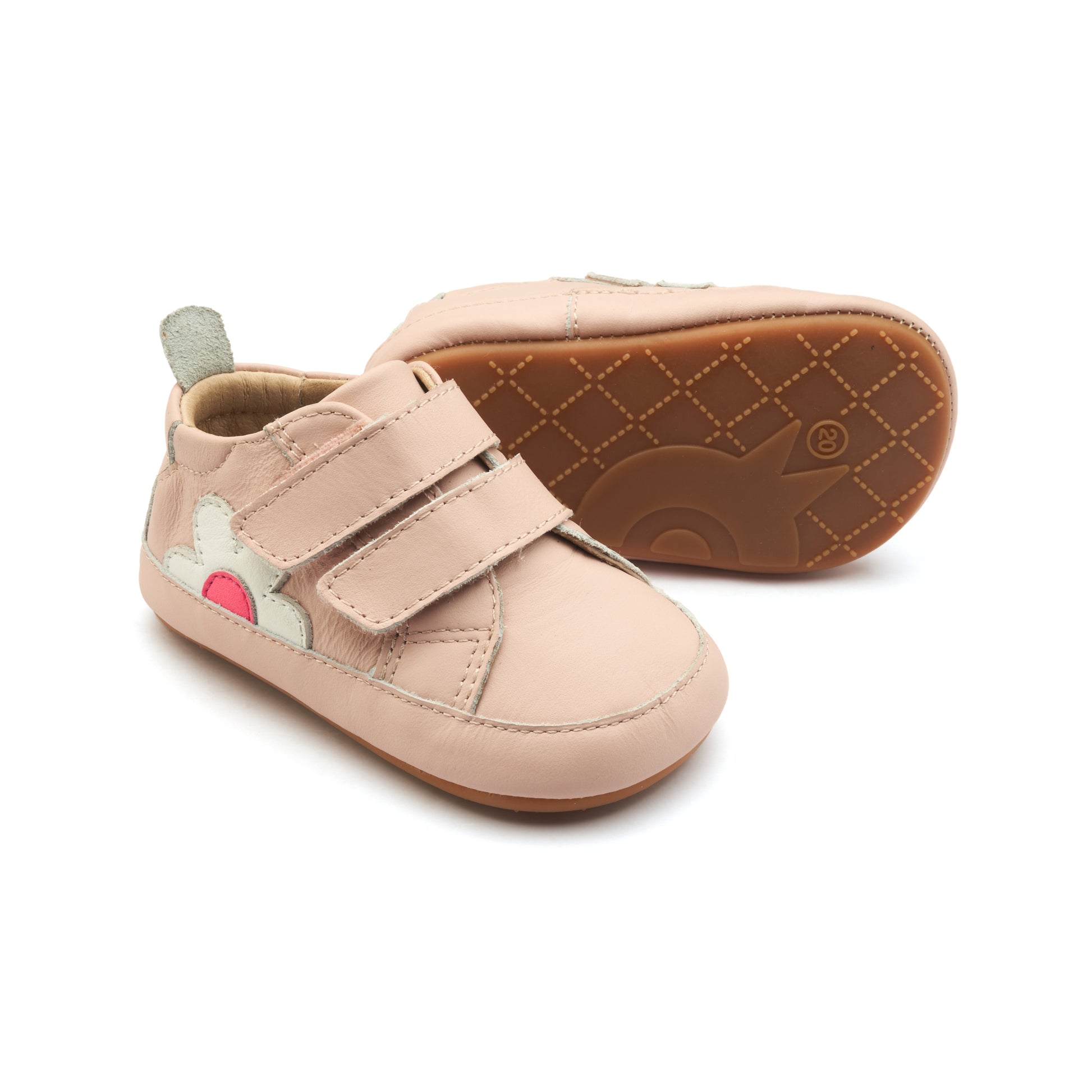 Old Soles 0107R Garden Baby baby leather shoe in Dalia with floral detail