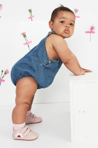 Old Soles 0107R Garden Baby baby leather shoe in Dalia with floral detail