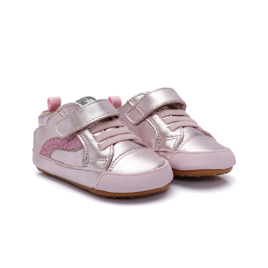 Old Soles 0119RT First Wave baby leather shoe in Millet Pink with classic detail