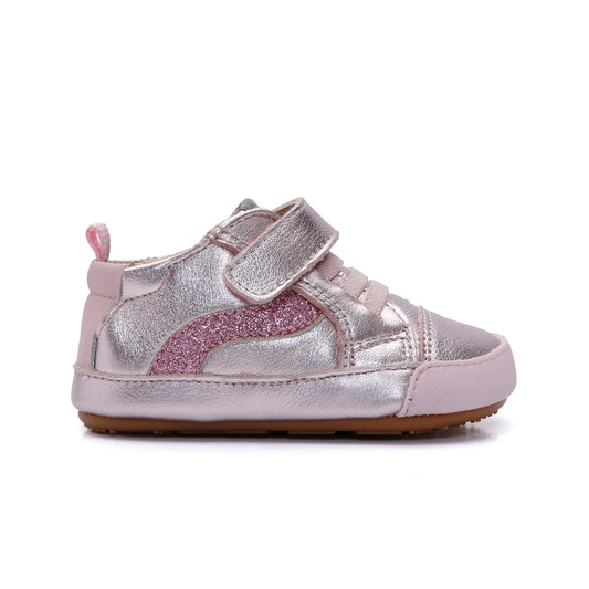 Old Soles 0119RT First Wave baby leather shoe in Millet Pink with classic detail