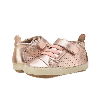 Old Soles 074R Cheer Bambini baby leather shoe in Copper and Champagne with classic detail
