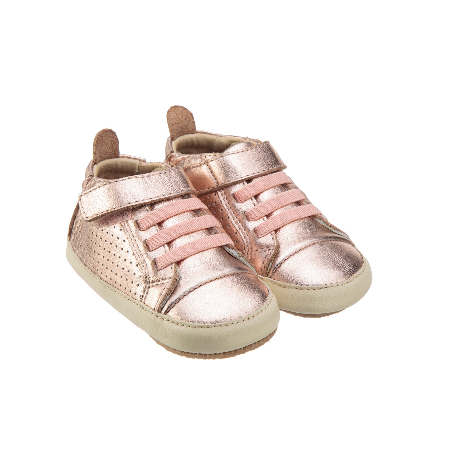 Old Soles 074R Cheer Bambini baby leather shoe in Copper and Champagne with classic detail