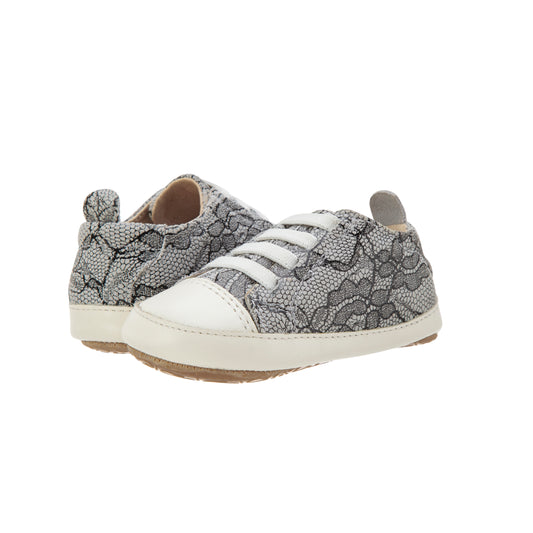 Old Soles 106R Eazy Jogger kids leather sneaker in Lace and White with classic detail