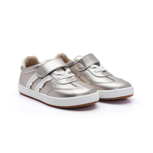 Old Soles 1077 Ruffle Queen kids leather shoe in Millet Gold with classic detail