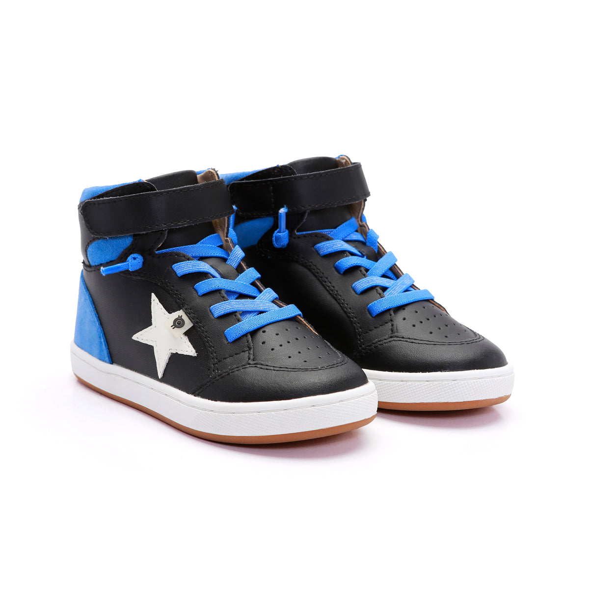 Old Soles 1080 Starling New kids leather sneaker in Black and Malibu Suede with star detail