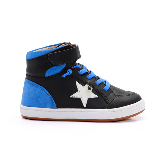 Old Soles 1080 Starling New kids leather sneaker in Black and Malibu Suede with star detail