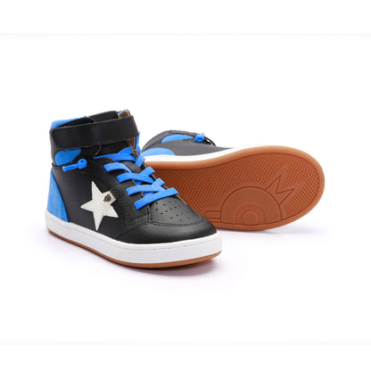 Old Soles 1080 Starling New kids leather sneaker in Black and Malibu Suede with star detail