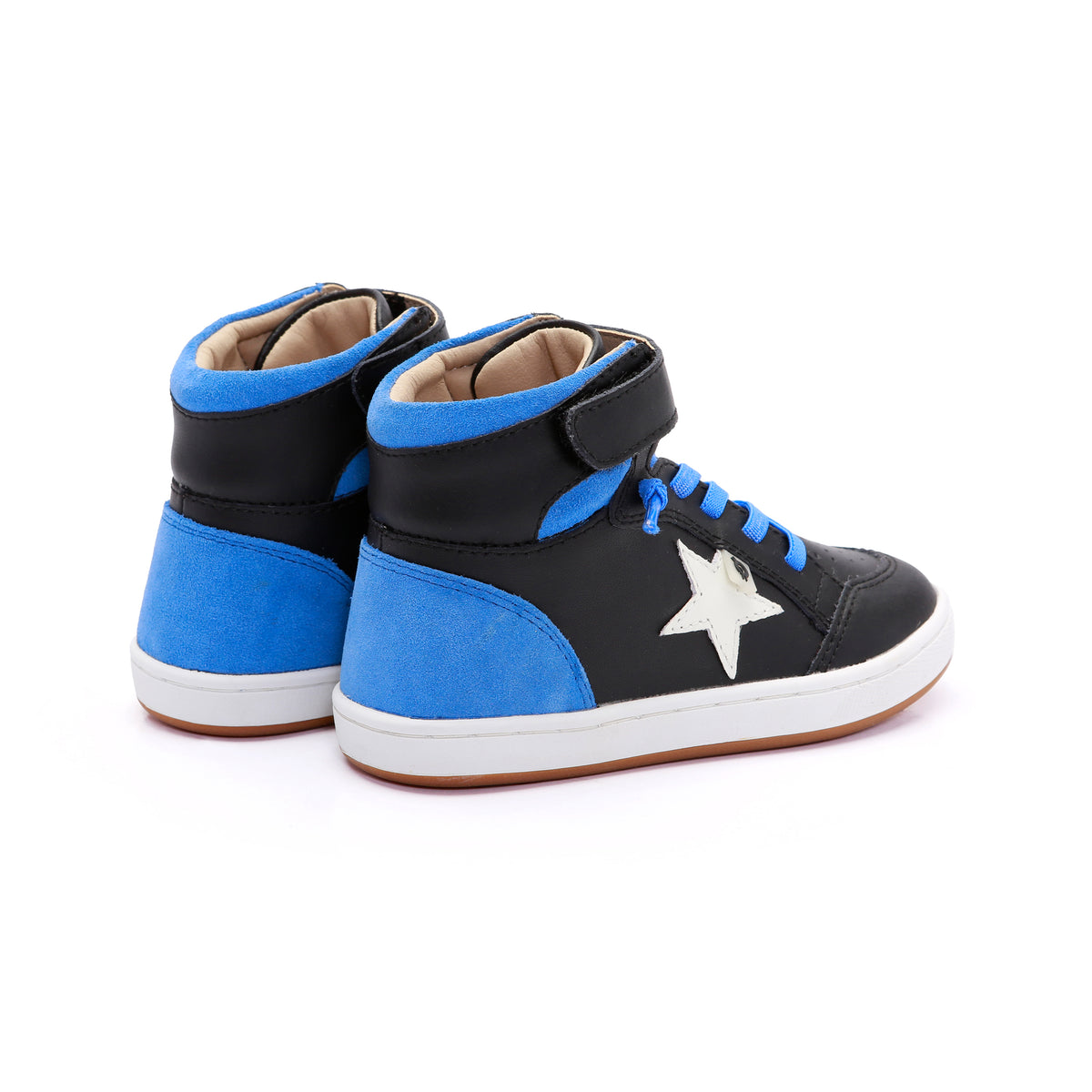 Old Soles 1080 Starling New kids leather sneaker in Black and Malibu Suede with star detail