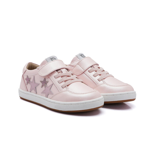 Old Soles 1081 Low Burst kids leather sneaker in Nacardo Dalia and Chalk Pink with classic detail