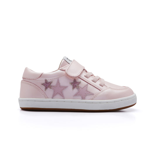 Old Soles 1081 Low Burst kids leather sneaker in Nacardo Dalia and Chalk Pink with classic detail