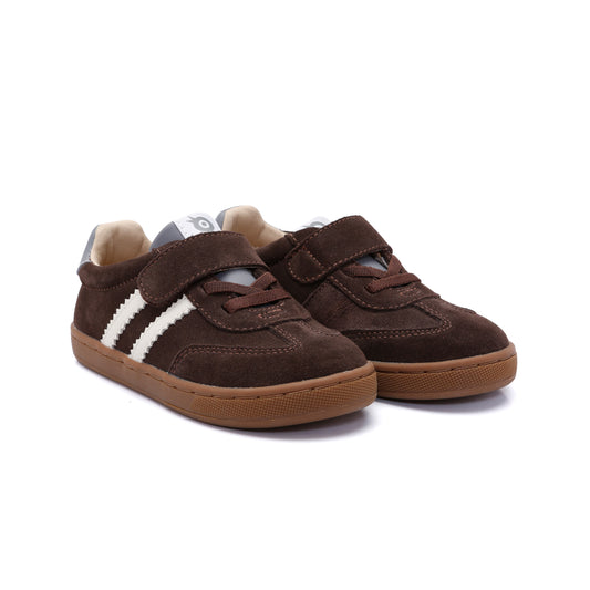 Old Soles 1083 Ace Runner kids leather sneaker in Chocolate with classic detail