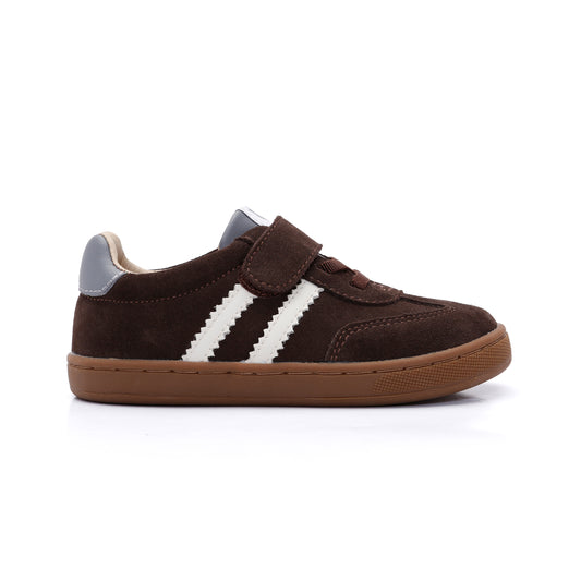 Old Soles 1083 Ace Runner kids leather sneaker in Chocolate with classic detail