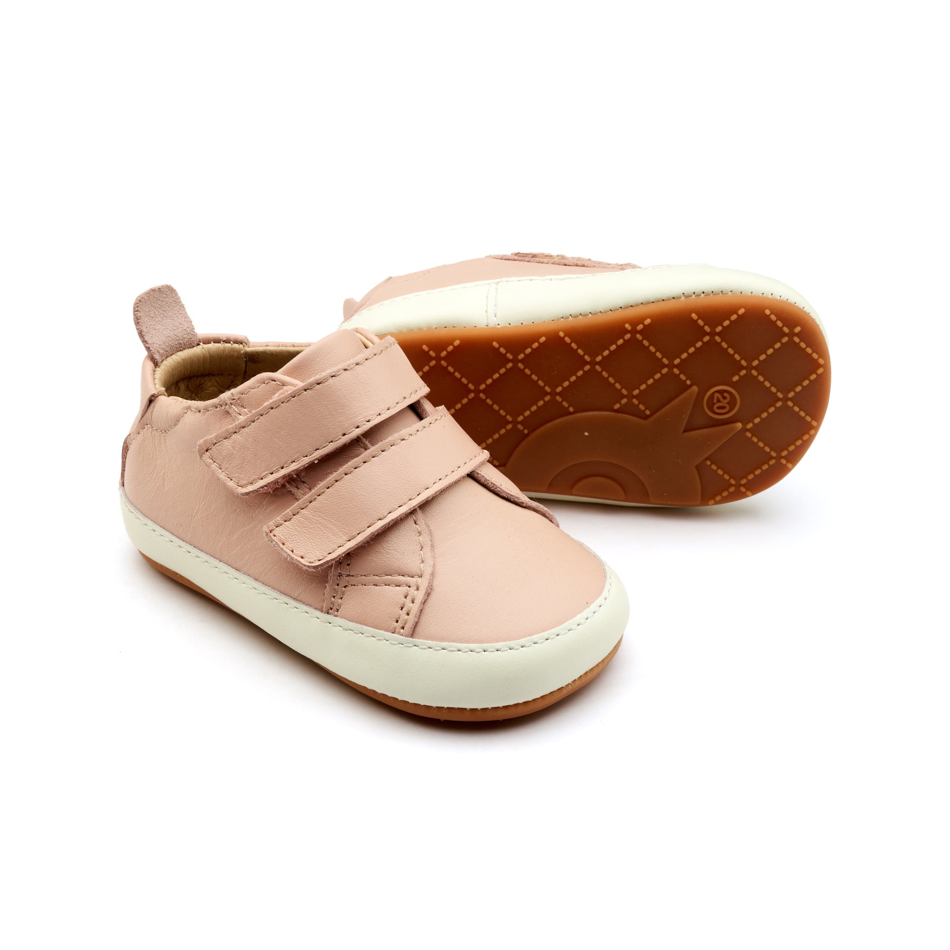 Old Soles 113R Bambini Markert baby leather shoe in Powder Pink and White with classic detail