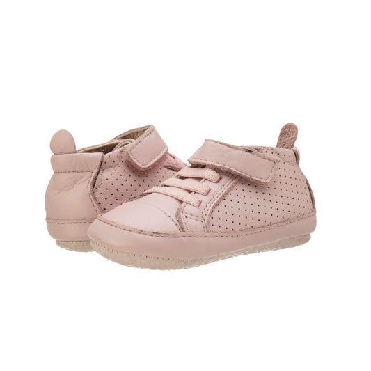 Old Soles 190R One-World kids leather sneaker in Powder Pink with sporty detail